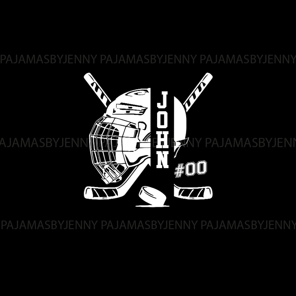 Custom Name and Number with Hockey Theme Matching Pajamas