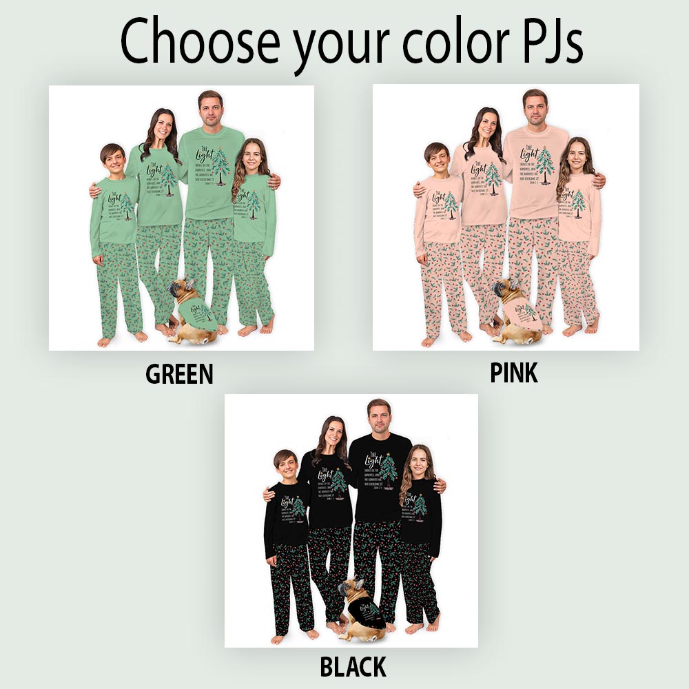 The Light Shines in The Darkness Bible Quote Pajamas For Family The Light Shines in The Darkness Bible Quote Pajamas For Family