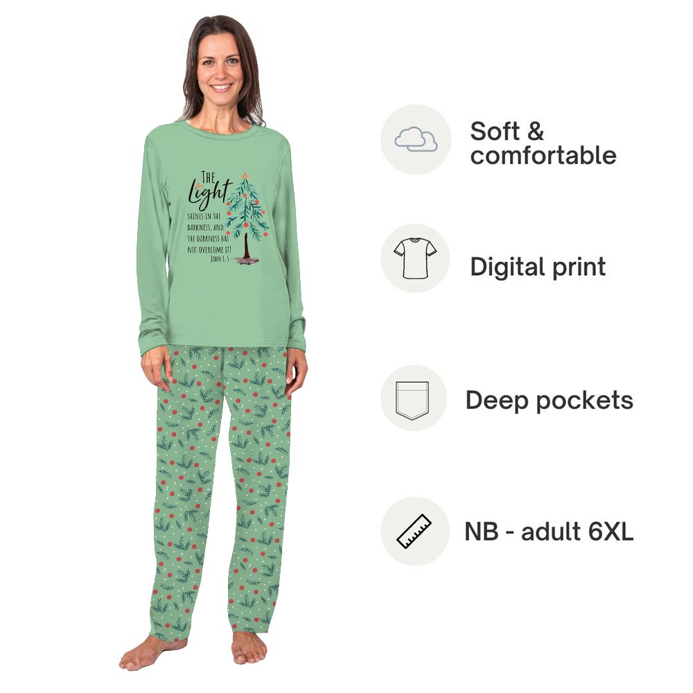 The Light Shines in The Darkness Bible Quote Pajamas For Family The Light Shines in The Darkness Bible Quote Pajamas For Family