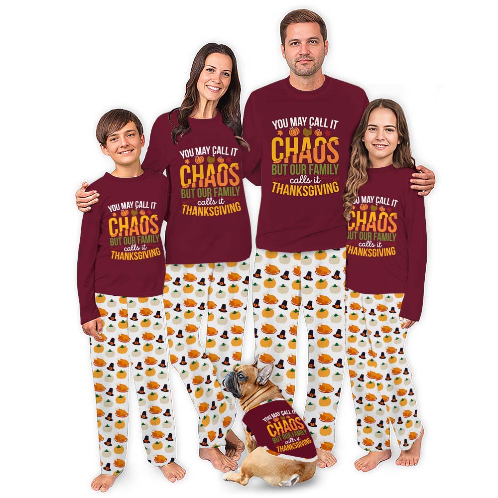Funny Thanksgiving Pajamas For Family With Dog Funny Thanksgiving Pajamas For Family With Dog