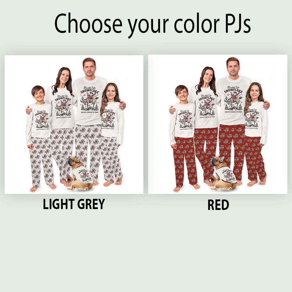 Bold Christmas Cowboy Santa Matching Family Pajamas With Pockets