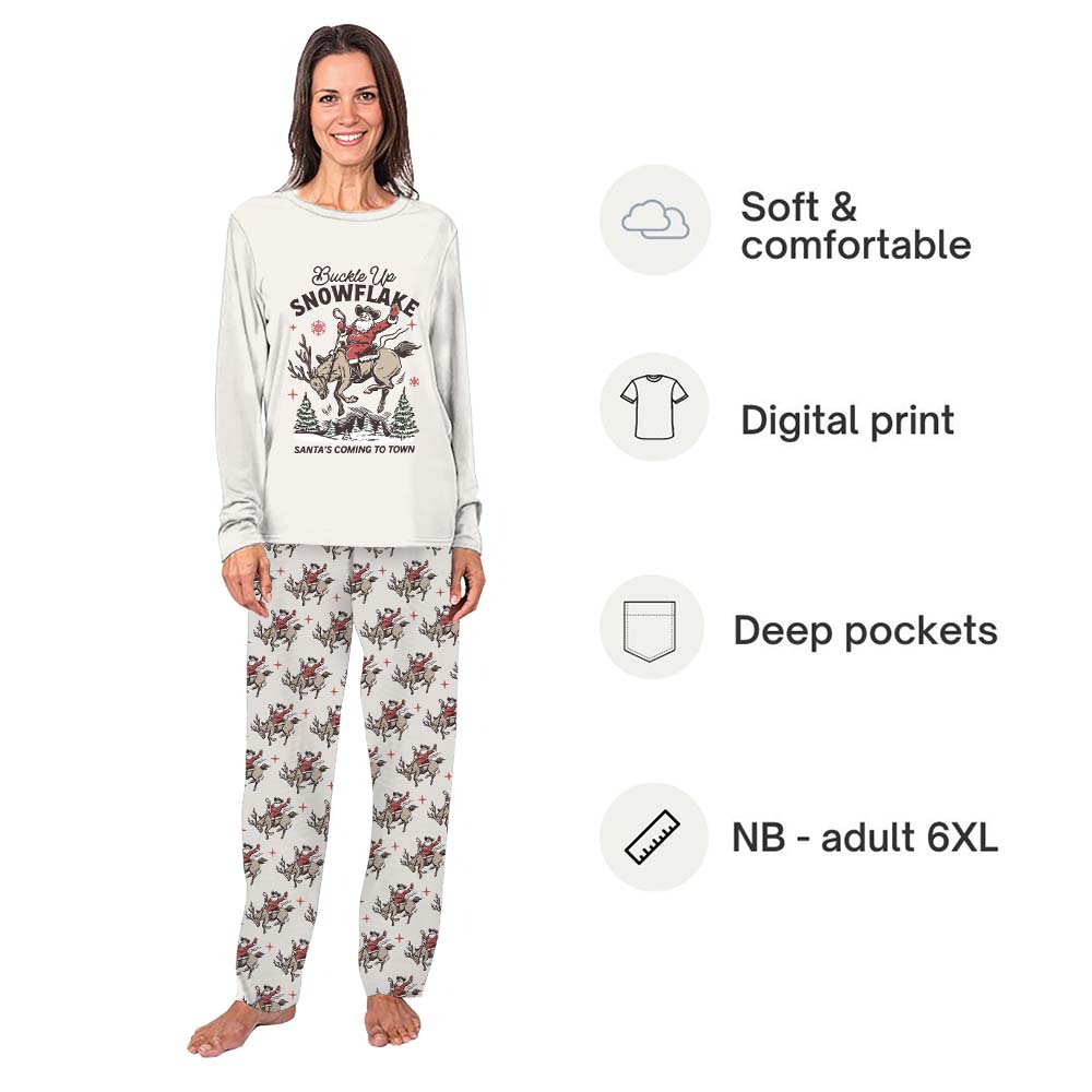 Bold Christmas Cowboy Santa Matching Family Pajamas With Pockets