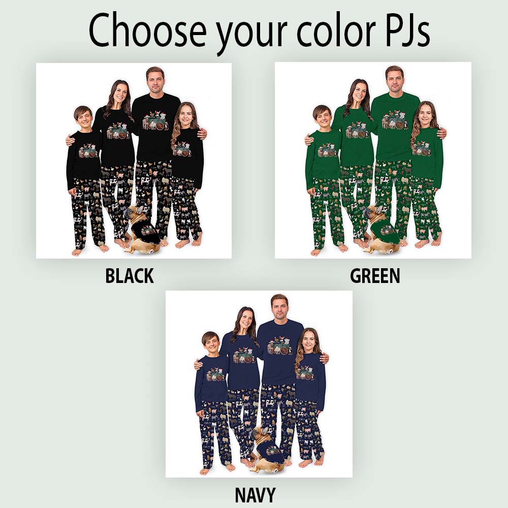 Farm Animal Christmas Pajamas With Pockets And Dog Sizes