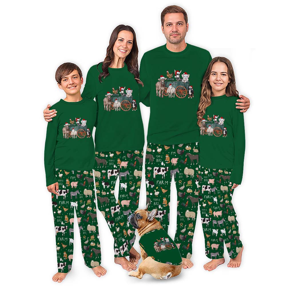 Farm Animal Christmas Pajamas With Pockets And Dog Sizes
