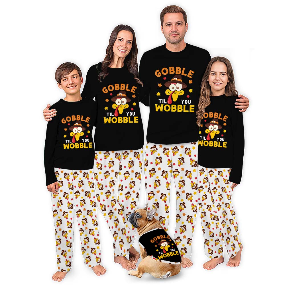Thanksgiving Gobble Til You Wobble Pajamas For Family All Sizes