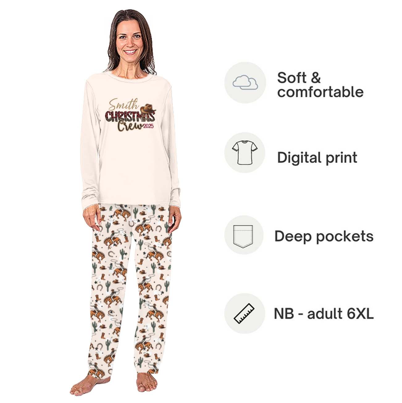 Name Personalized Western Christmas Crew Pajamas Live Preview Name Personalized Western Christmas Crew Pajamas Live Preview