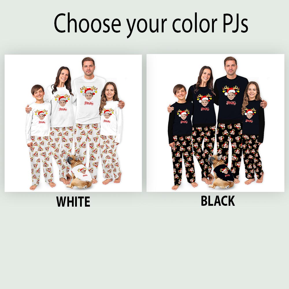 Reindeer Name and Face Personalized Christmas Pajamas Reindeer Name and Face Personalized Christmas Pajamas