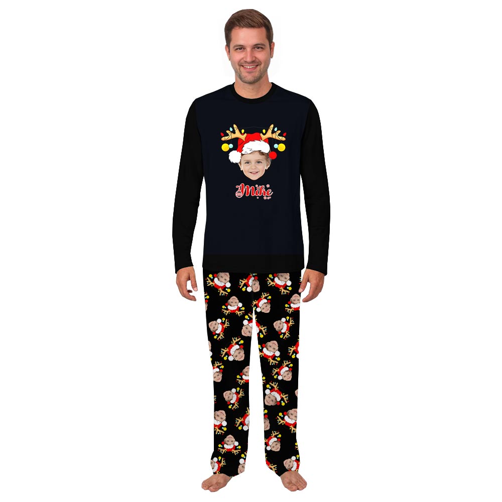 Reindeer Name and Face Personalized Christmas Pajamas Reindeer Name and Face Personalized Christmas Pajamas