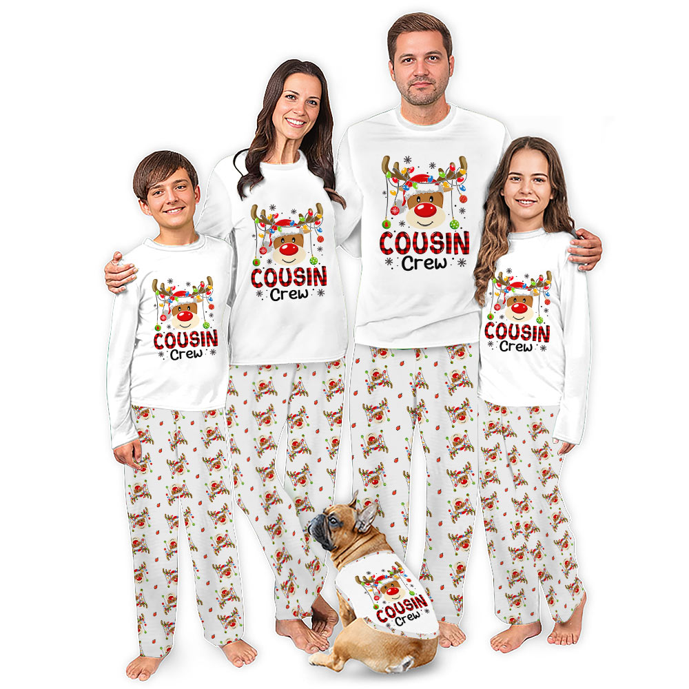 Reindeer Cousin Crew Christmas Pajamas Matching Family And Dog Reindeer Cousin Crew Christmas Pajamas Matching Family And Dog