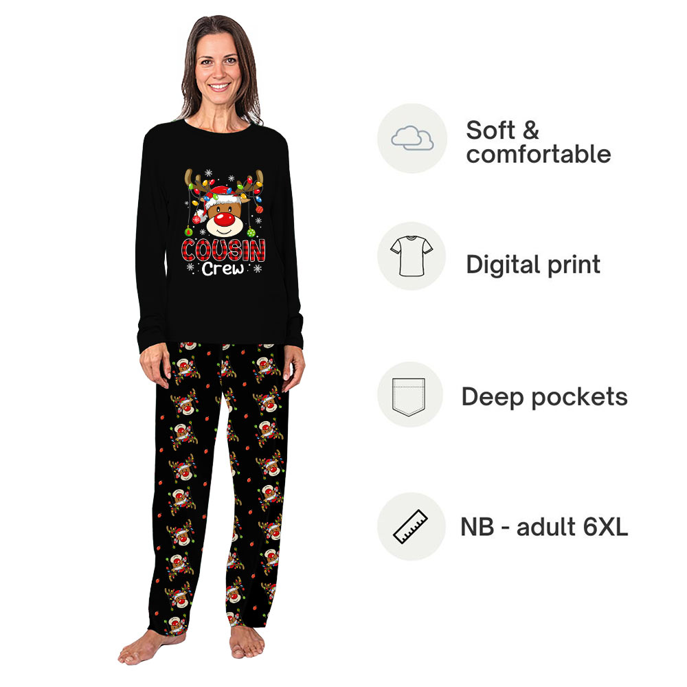 Reindeer Cousin Crew Christmas Pajamas Matching Family And Dog Reindeer Cousin Crew Christmas Pajamas Matching Family And Dog