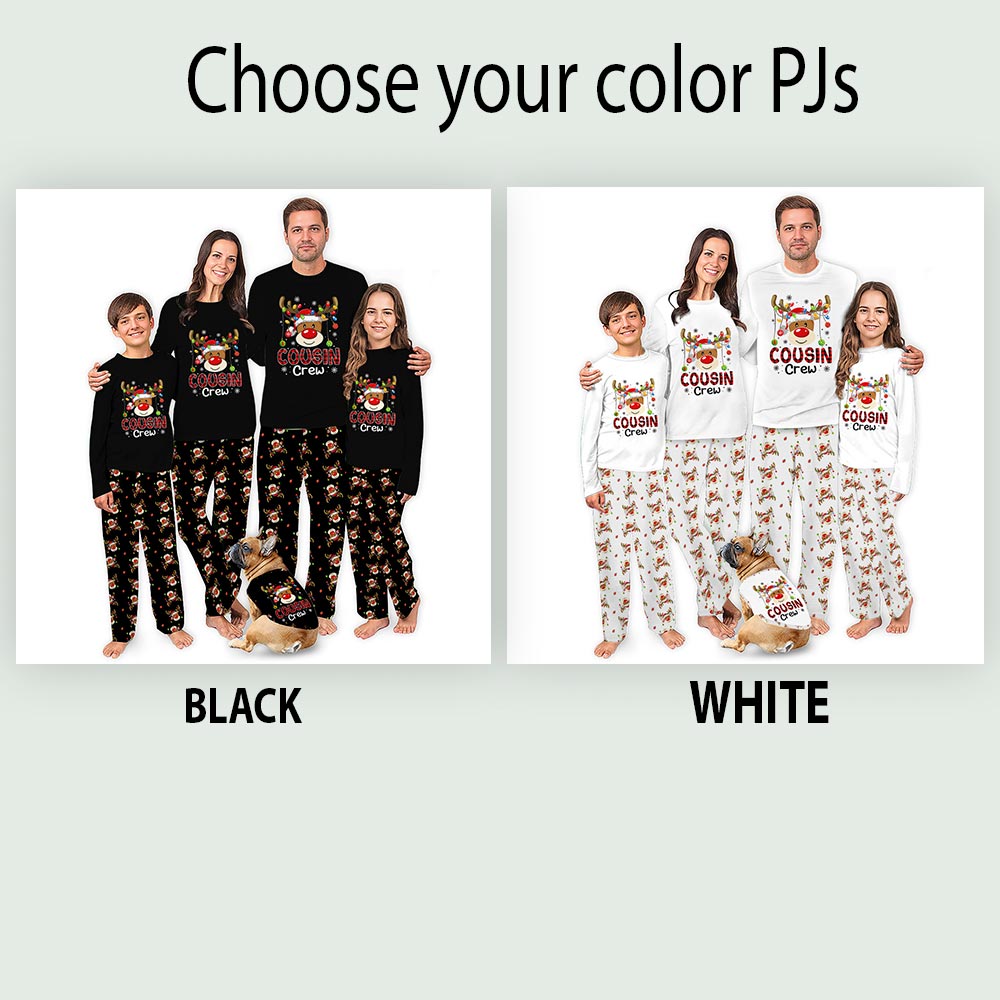 Reindeer Cousin Crew Christmas Pajamas Matching Family And Dog Reindeer Cousin Crew Christmas Pajamas Matching Family And Dog