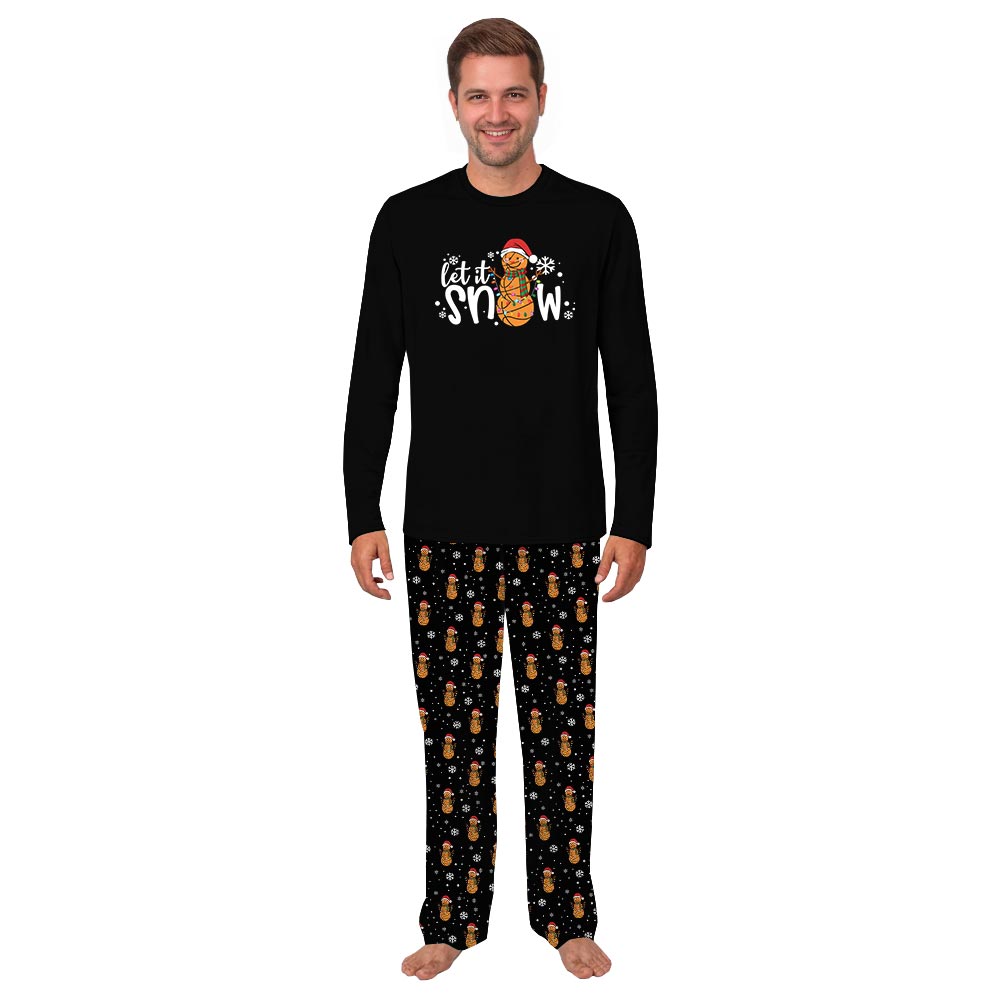 Basketball Snowman with Let It Snow Quote Matching Xmas Pajamas