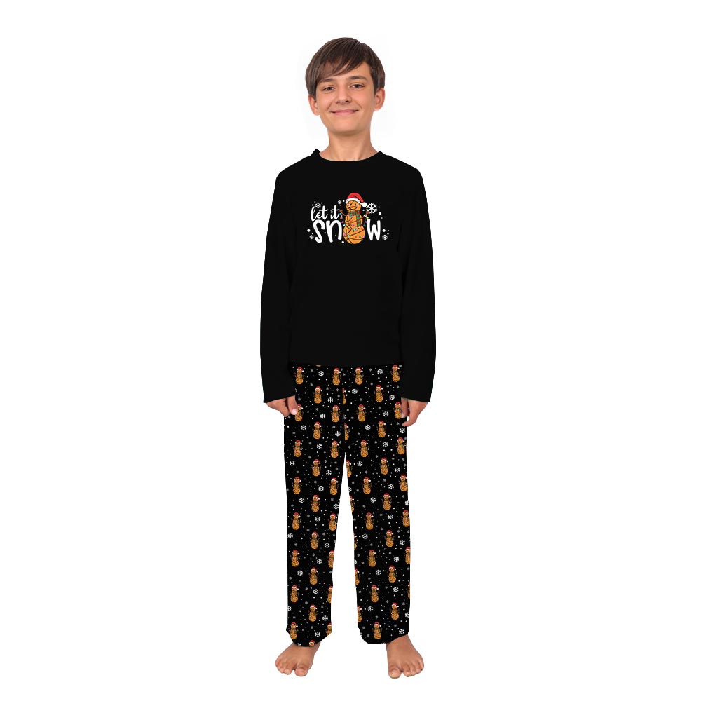 Basketball Snowman with Let It Snow Quote Matching Xmas Pajamas