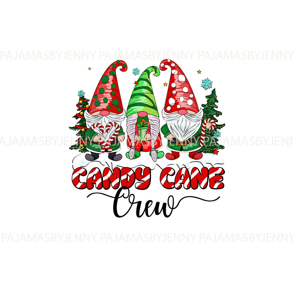Gnomes with Candy Cane Crew Pajama Set Christmas Family Gnomes with Candy Cane Crew Pajama Set Christmas Family