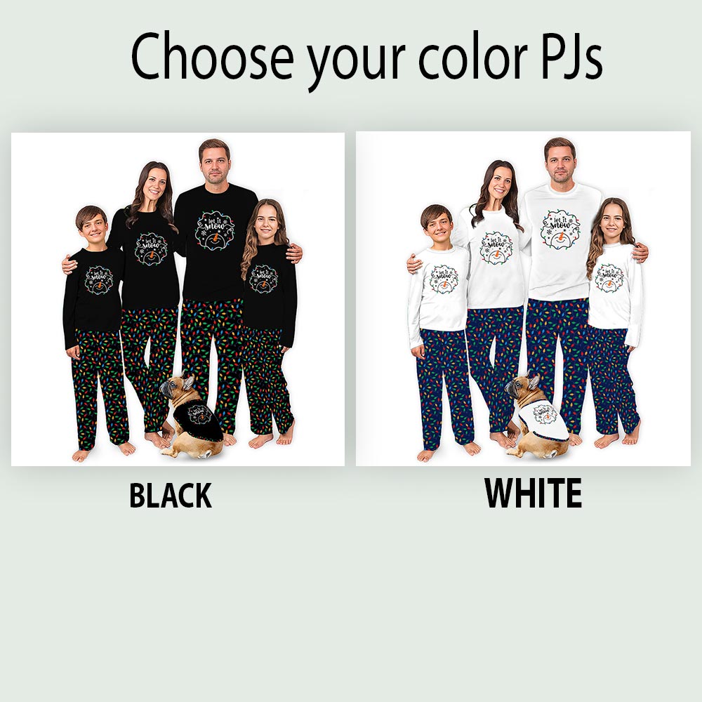 Cute Let It Snow With Christmas Light Matching Family Pajamas Cute Let It Snow With Christmas Light Matching Family Pajamas