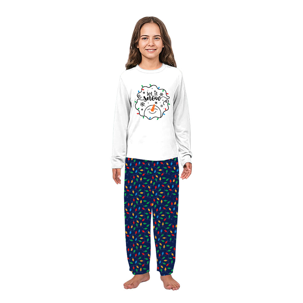 Cute Let It Snow With Christmas Light Matching Family Pajamas Cute Let It Snow With Christmas Light Matching Family Pajamas