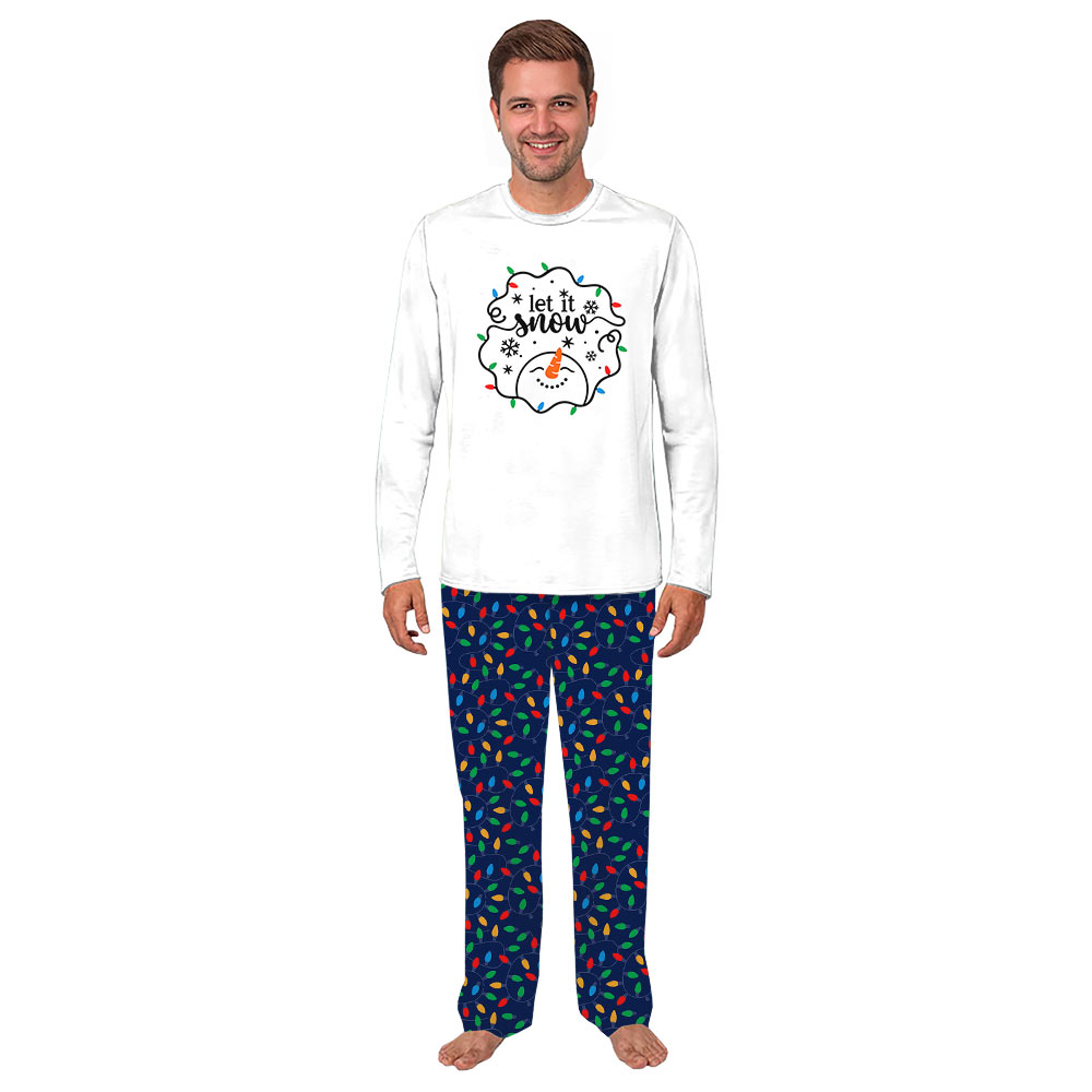 Cute Let It Snow With Christmas Light Matching Family Pajamas Cute Let It Snow With Christmas Light Matching Family Pajamas