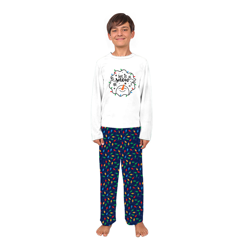 Cute Let It Snow With Christmas Light Matching Family Pajamas Cute Let It Snow With Christmas Light Matching Family Pajamas