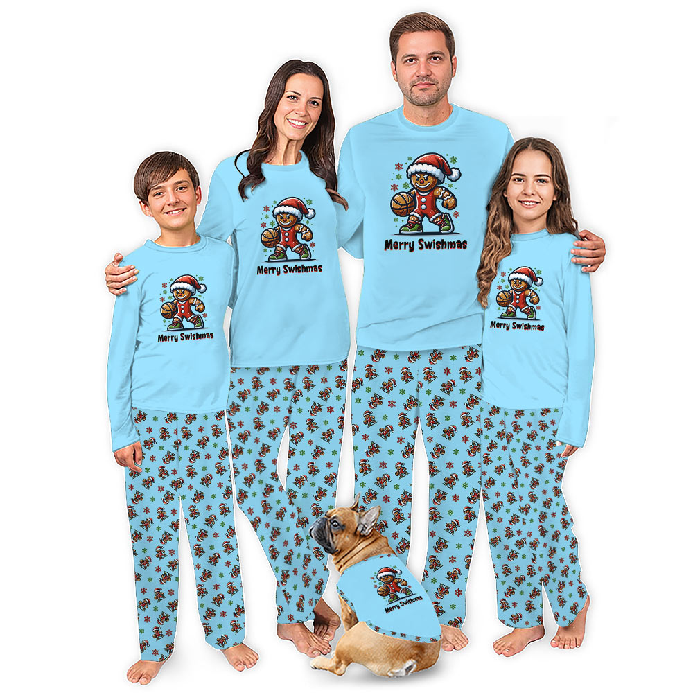 Gingerbread Basketball Player Merry Christmas Pajamas With Dog Gingerbread Basketball Player Merry Christmas Pajamas With Dog