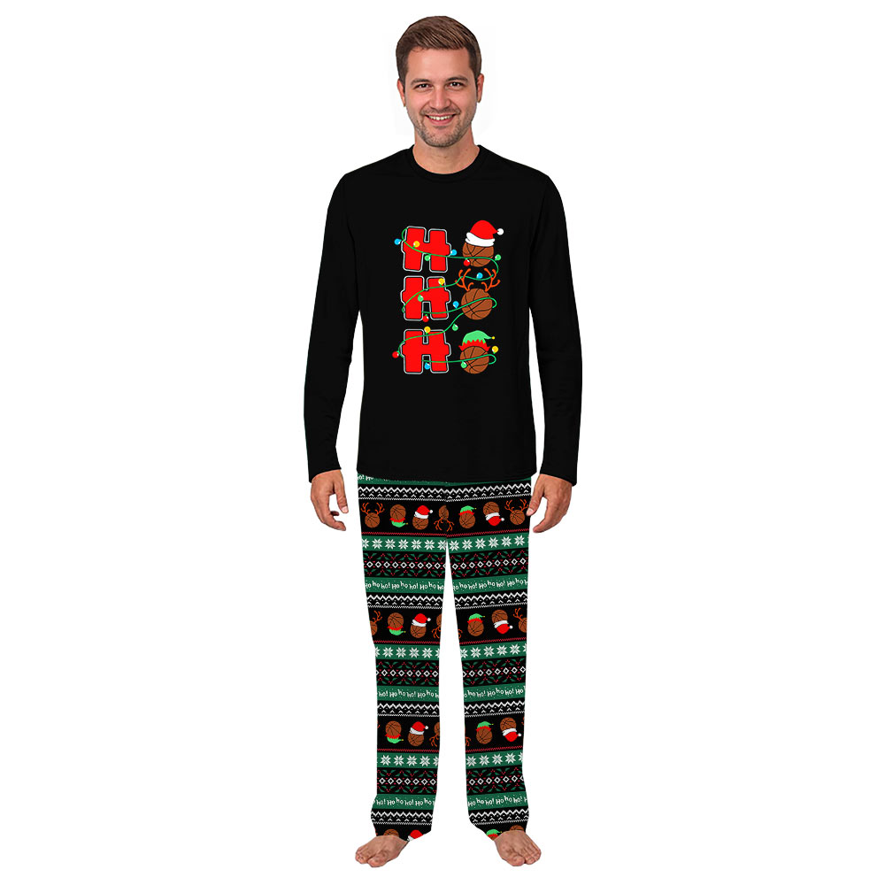 Basketball Ho Ho Ho Ugly Christmas Pajamas Holiday Pj Set