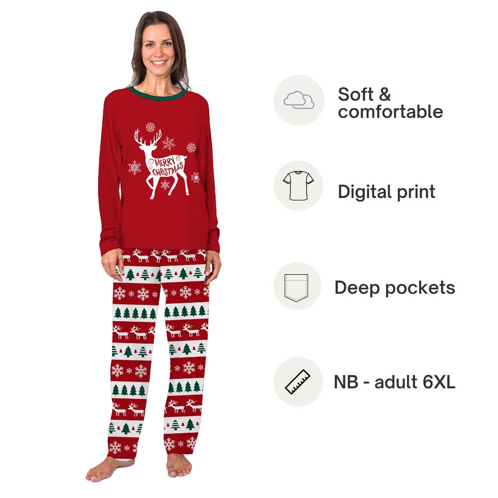 Merry Christmas Reindeer Matching Pajamas For Dogs And Humans