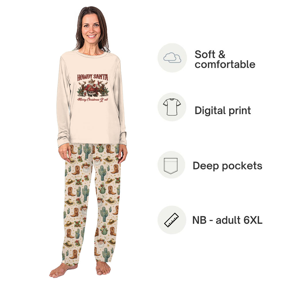 Howdy Santa Merry Christmas Matching Family Pajamas With Dog Howdy Santa Merry Christmas Matching Family Pajamas With Dog