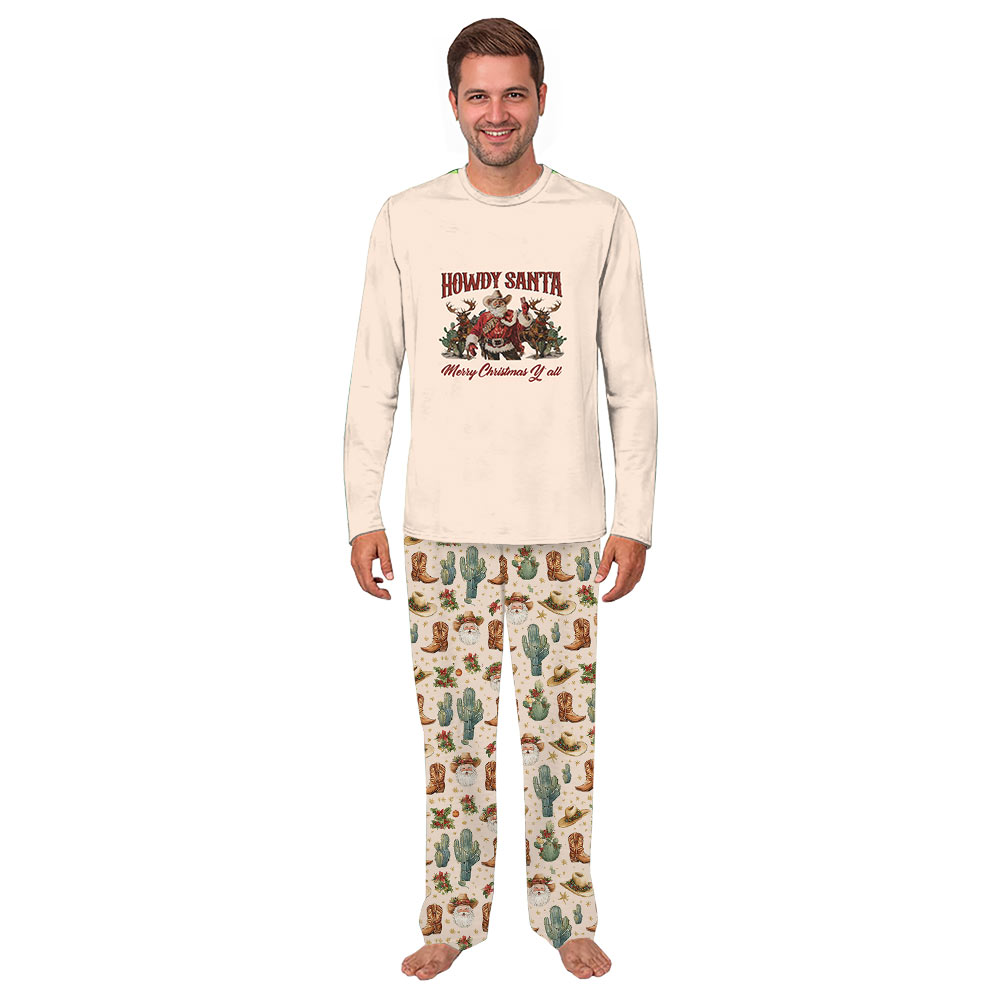 Howdy Santa Merry Christmas Matching Family Pajamas With Dog Howdy Santa Merry Christmas Matching Family Pajamas With Dog