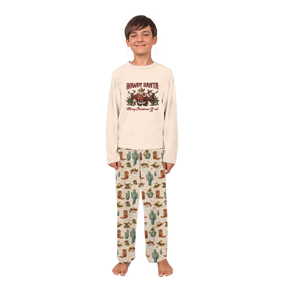 Howdy Santa Merry Christmas Matching Family Pajamas With Dog Howdy Santa Merry Christmas Matching Family Pajamas With Dog