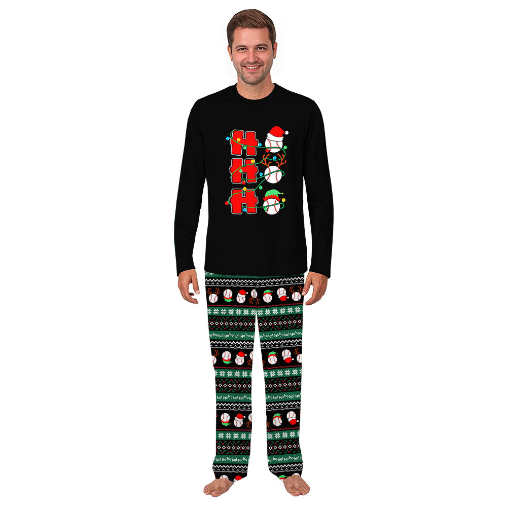 Ho Ho Ho Baseball Ugly Christmas Matching Family And Dog Pajamas Ho Ho Ho Baseball Ugly Christmas Matching Family And Dog Pajamas