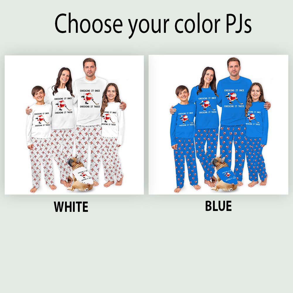 Unique Family Christmas Pajamas With Ice Hockey Santa Unique Family Christmas Pajamas With Ice Hockey Santa