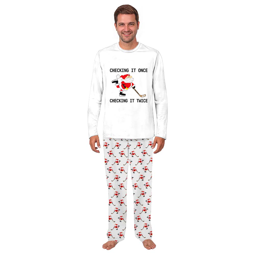 Unique Family Christmas Pajamas With Ice Hockey Santa Unique Family Christmas Pajamas With Ice Hockey Santa