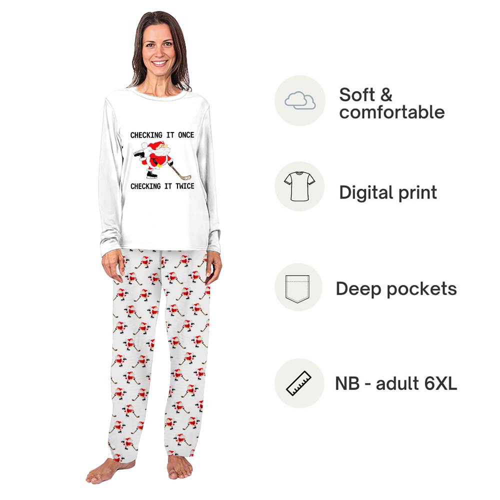 Unique Family Christmas Pajamas With Ice Hockey Santa Unique Family Christmas Pajamas With Ice Hockey Santa