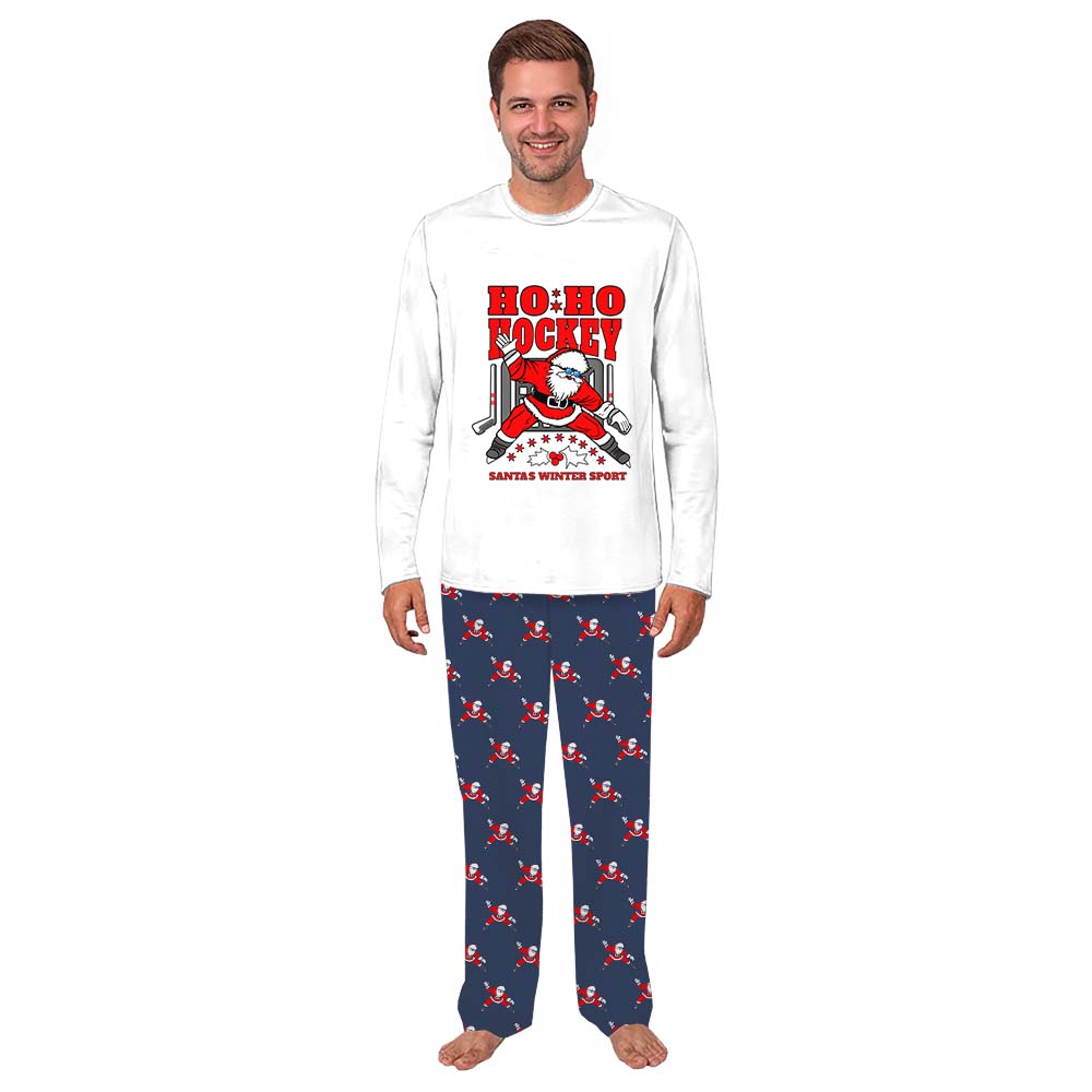 Hockey Santa Family Christmas Pajamas With Plus Sizes