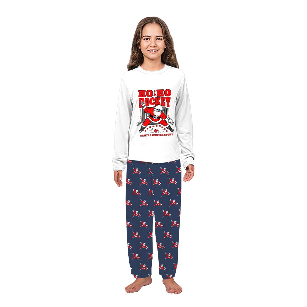 Hockey Santa Family Christmas Pajamas With Plus Sizes