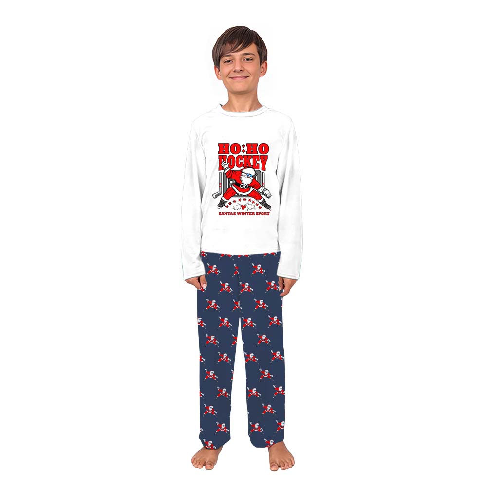 Hockey Santa Family Christmas Pajamas With Plus Sizes