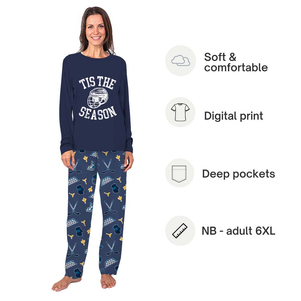 Tis The Season Hockey Matching Christmas Pjs With Dog