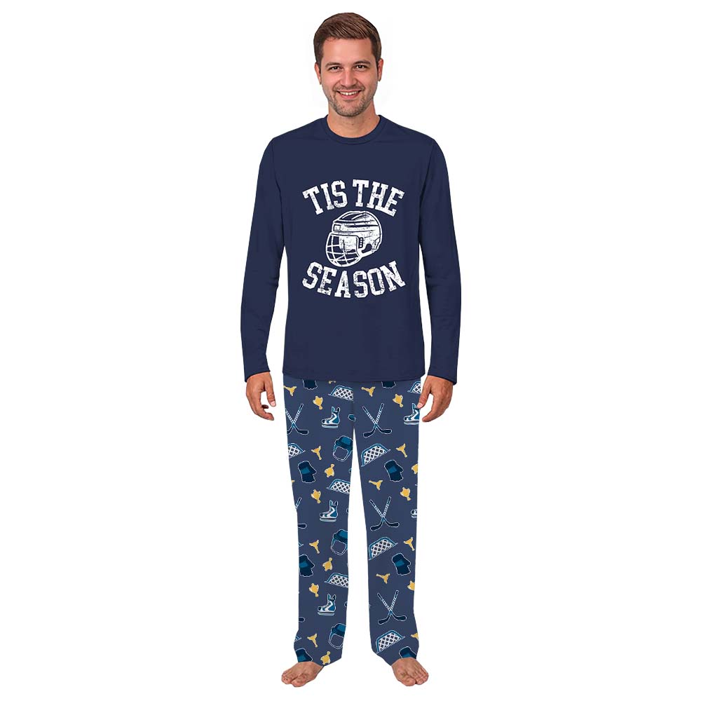 Tis The Season Hockey Matching Christmas Pjs With Dog