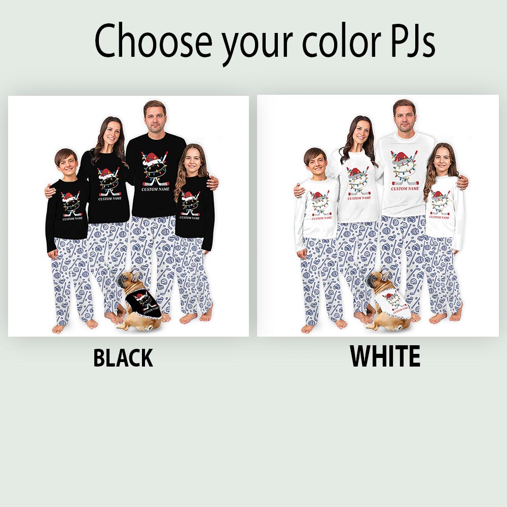 Name Personalized Hockey Christmas Pajamas Matching Family Sleepwear Name Personalized Hockey Christmas Pajamas Matching Family Sleepwear