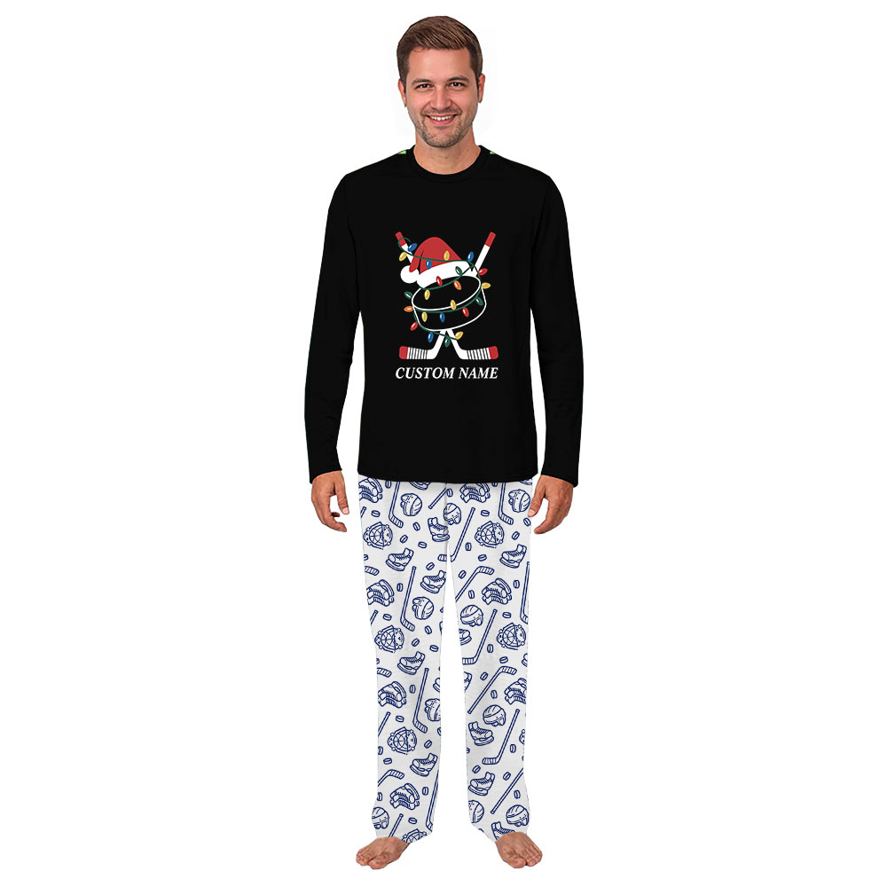 Name Personalized Hockey Christmas Pajamas Matching Family Sleepwear Name Personalized Hockey Christmas Pajamas Matching Family Sleepwear