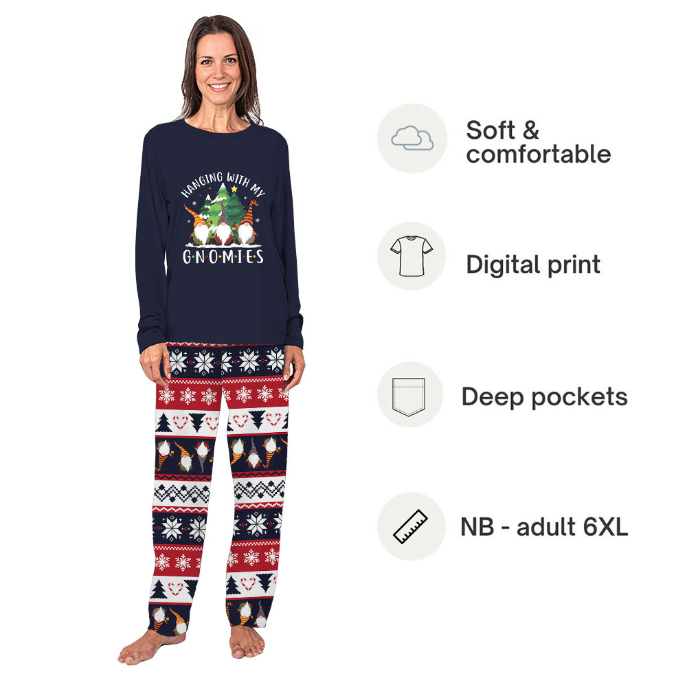 Cute Ugly Christmas Family Pajamas Hanging With My Gnomies