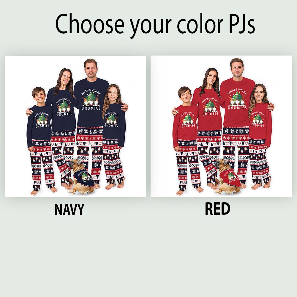 Cute Ugly Christmas Family Pajamas Hanging With My Gnomies