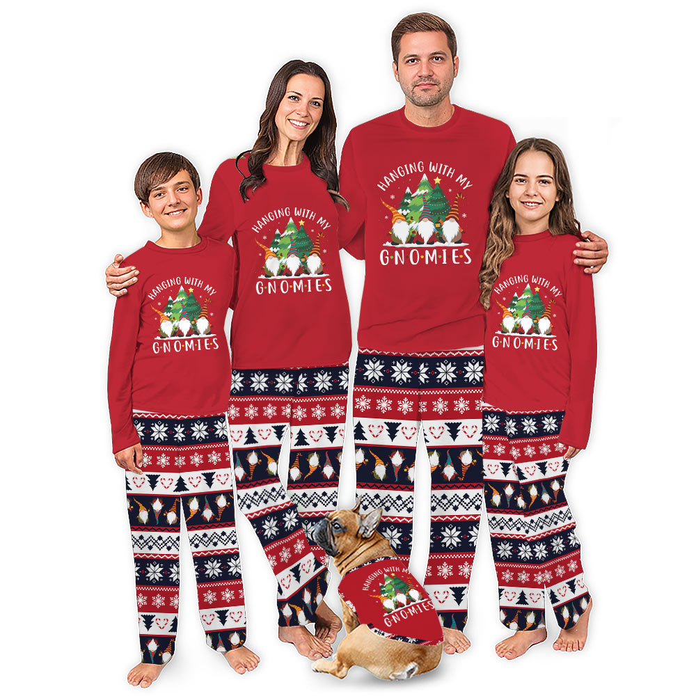 Cute Ugly Christmas Family Pajamas Hanging With My Gnomies