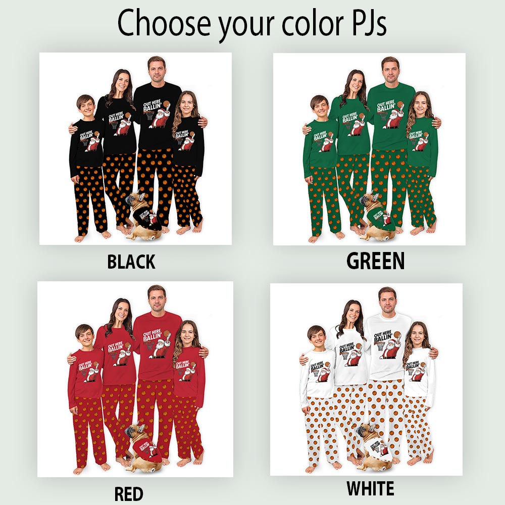 Ugly Out here Ballin Basketball Santa Player Christmas Pajamas Ugly Out here Ballin Basketball Santa Player Christmas Pajamas