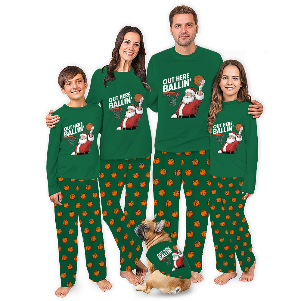 Ugly Out here Ballin Basketball Santa Player Christmas Pajamas Ugly Out here Ballin Basketball Santa Player Christmas Pajamas