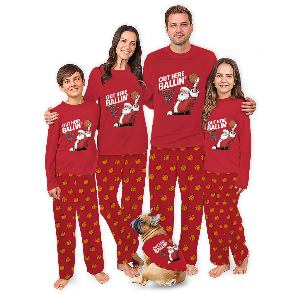 Ugly Out here Ballin Basketball Santa Player Christmas Pajamas Ugly Out here Ballin Basketball Santa Player Christmas Pajamas