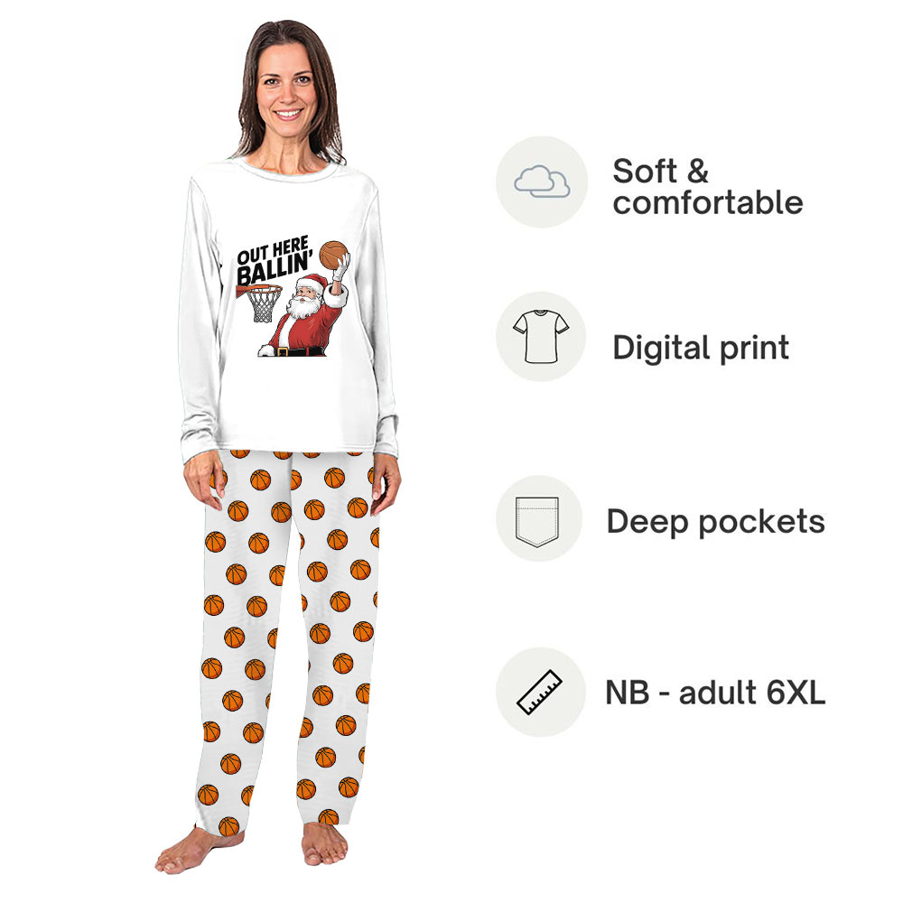 Ugly Out here Ballin Basketball Santa Player Christmas Pajamas Ugly Out here Ballin Basketball Santa Player Christmas Pajamas
