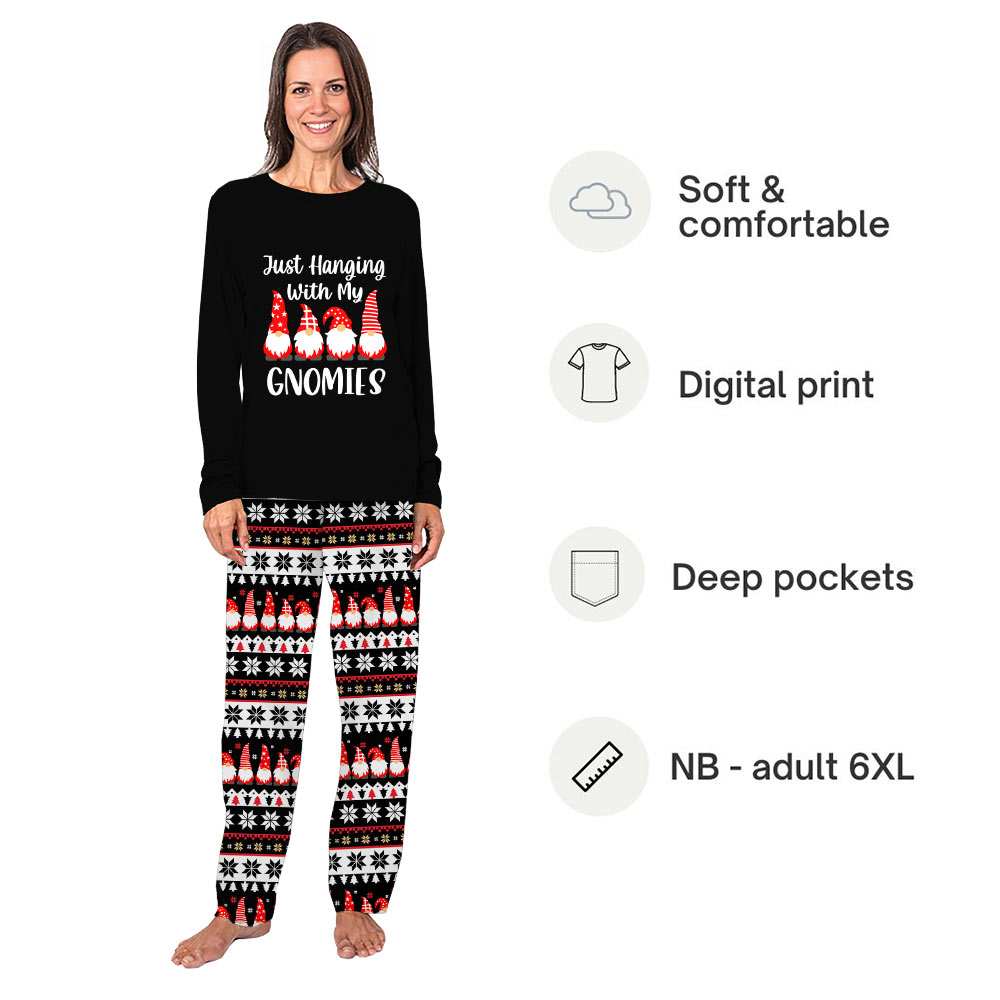 Just Hanging With My Gnomes Ugly Christmas Matching Pjs With Dog Just Hanging With My Gnomes Ugly Christmas Matching Pjs With Dog