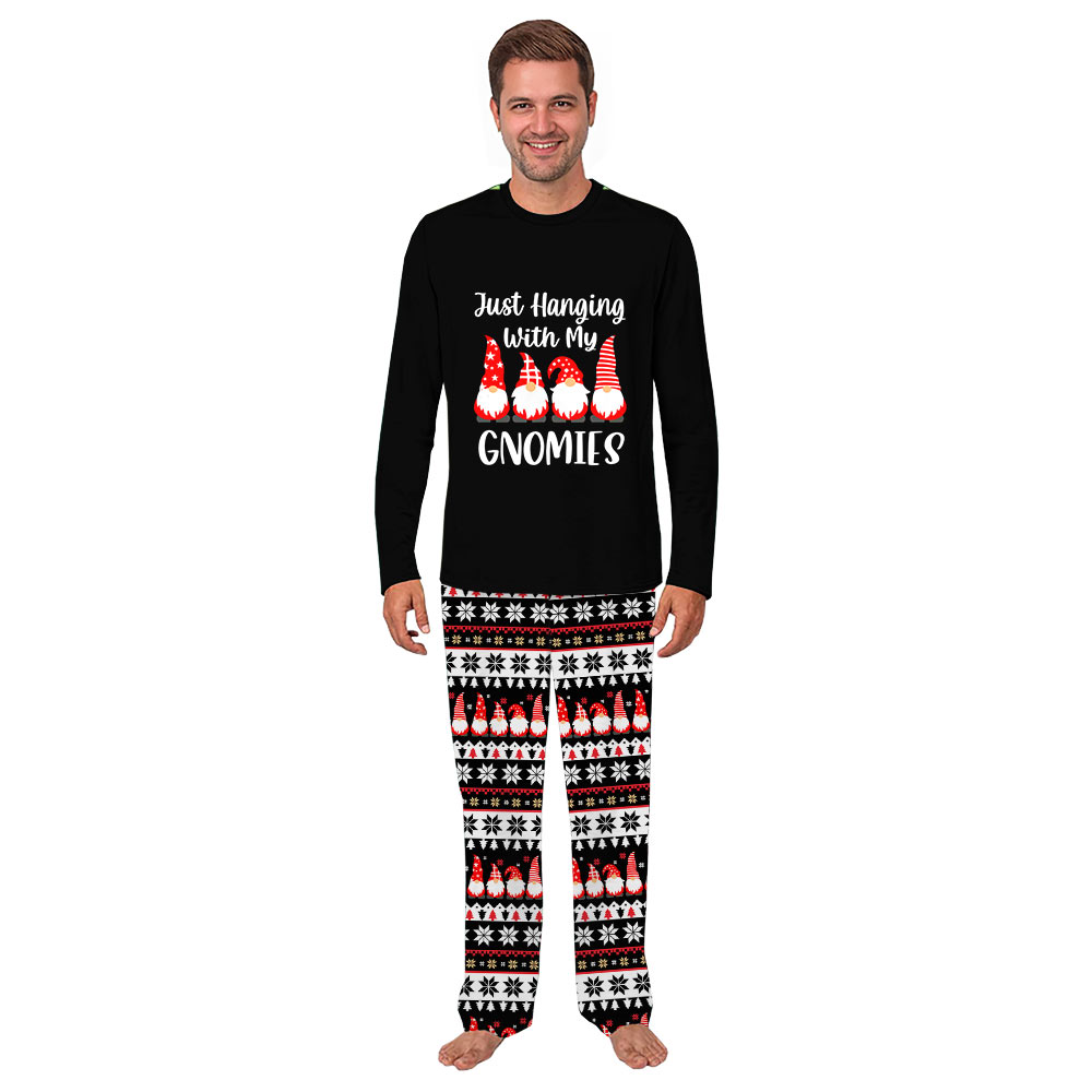 Just Hanging With My Gnomes Ugly Christmas Matching Pjs With Dog Just Hanging With My Gnomes Ugly Christmas Matching Pjs With Dog