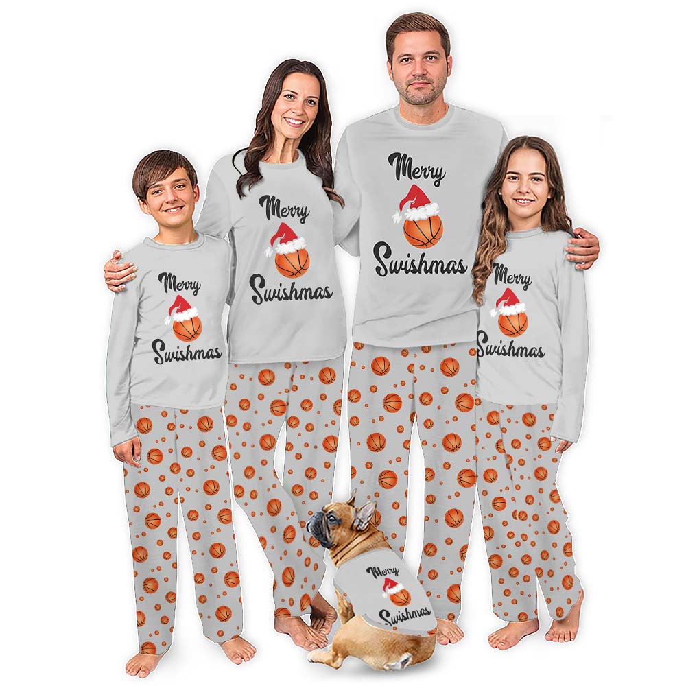 Basketball Christmas Pajamas Saying Merry Swishmas All Sizes