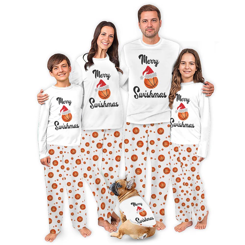 Basketball Christmas Pajamas Saying Merry Swishmas All Sizes